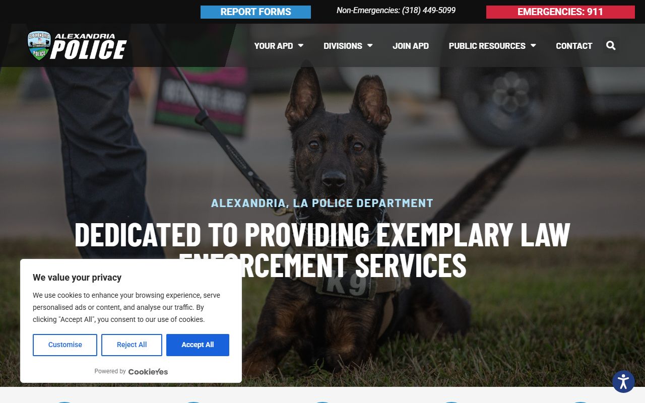 Alexandria Police Department website for Alexandria jail roster searches