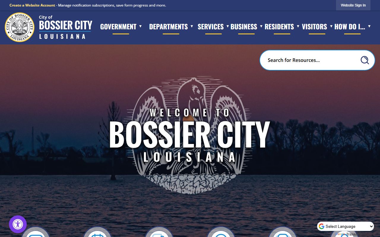 Bossier City official website for Bossier City jail roster information