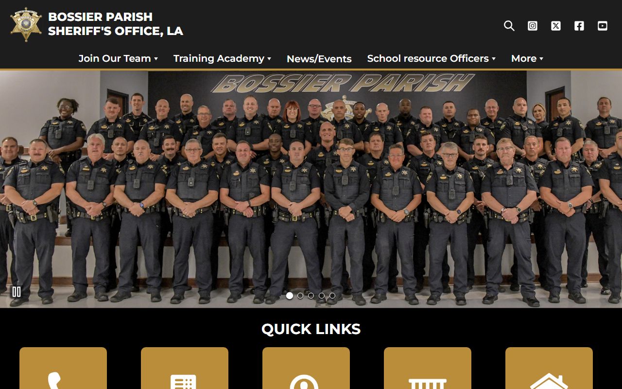 Bossier Parish Sheriff's Office website for Bossier City jail roster details