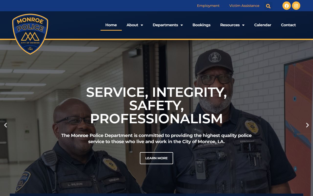 Monroe Police Department website for Monroe jail roster information