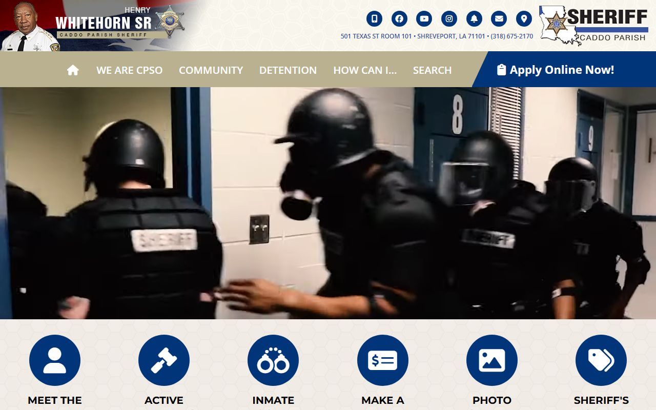 Caddo Parish Sheriff's Office website for Shreveport jail roster details