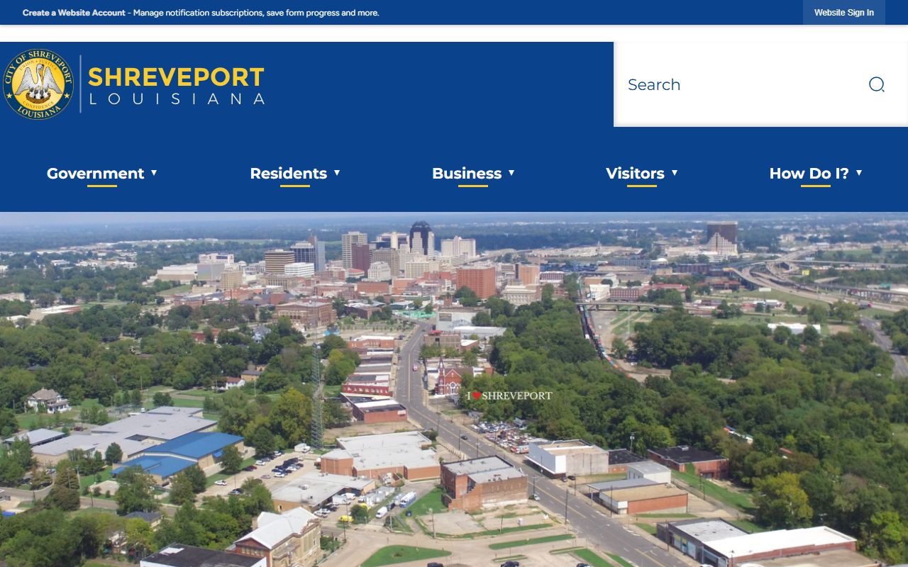 City of Shreveport official website for Shreveport jail roster information