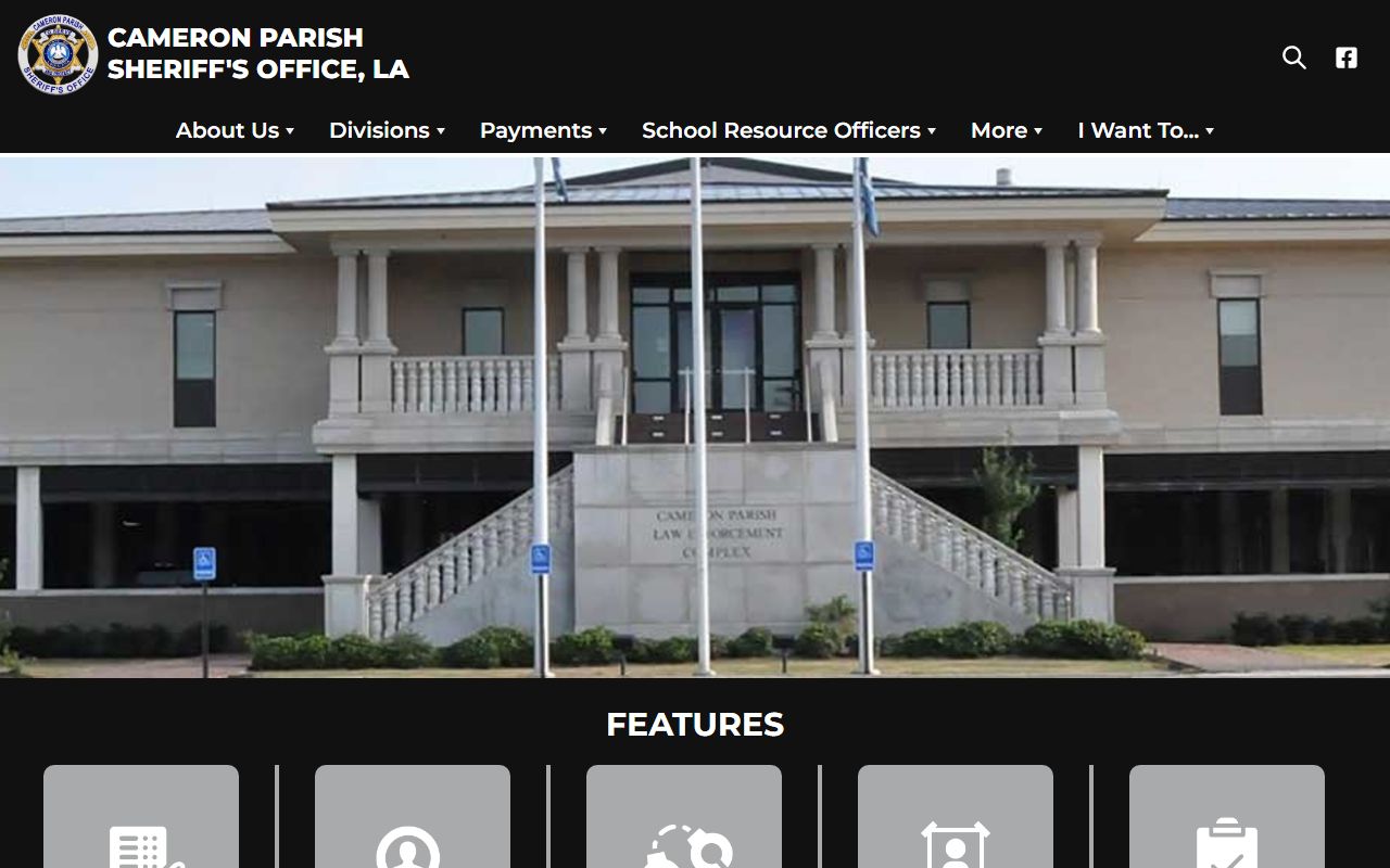 Cameron Parish Sheriff's Office website for jail roster and public safety
