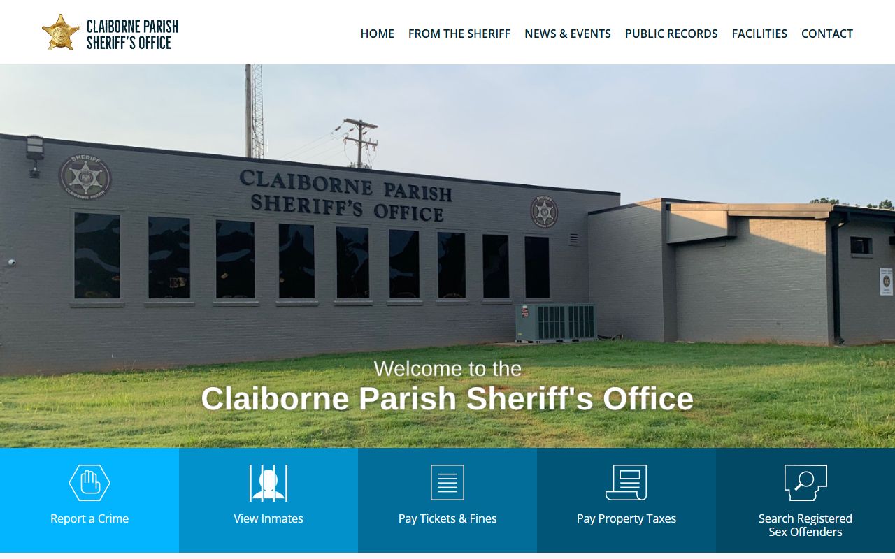 Claiborne Parish Sheriff's Office website homepage