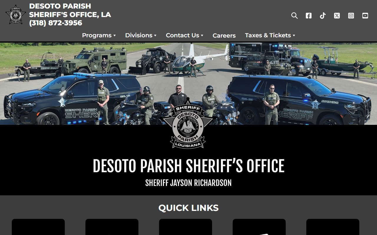 DeSoto Parish Sheriff's Office website homepage