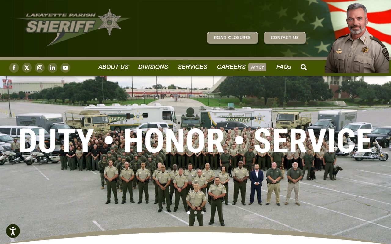 Lafayette Parish Sheriff's Office website with jail roster access
