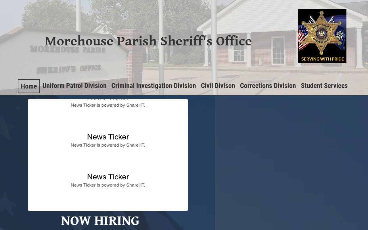 Morehouse Parish Sheriff's Office website for jail roster information