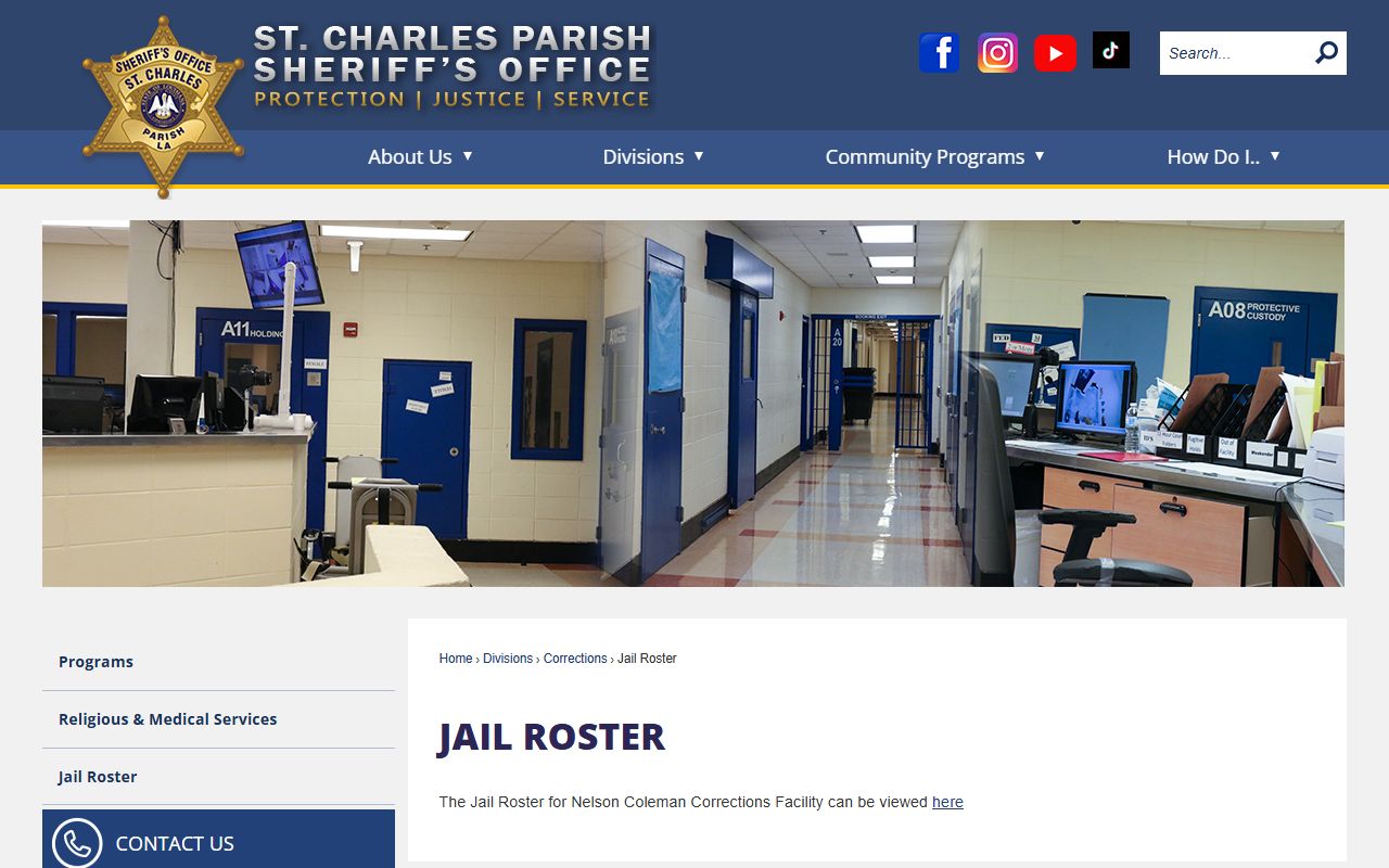 St. Charles Parish jail roster on the sheriff's office website