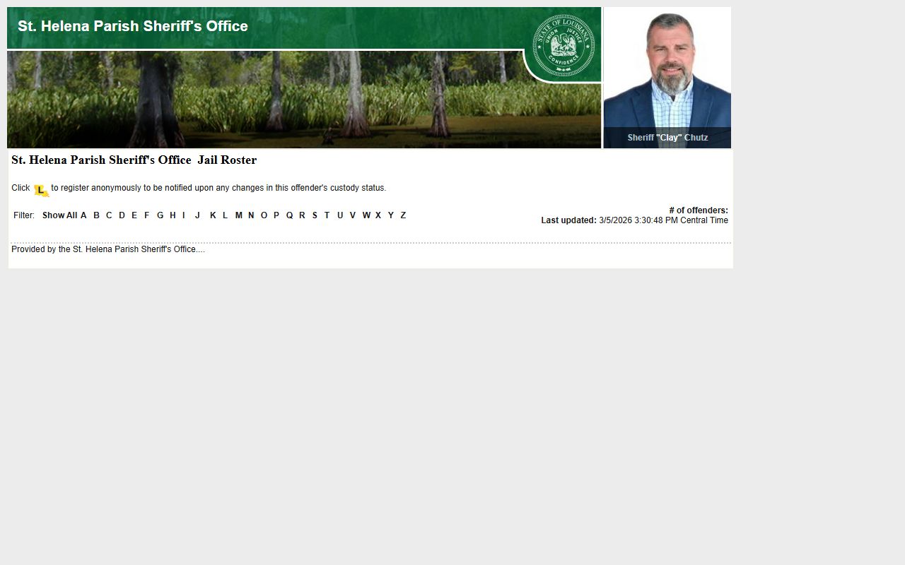 St. Helena Parish jail roster on LAVNS portal