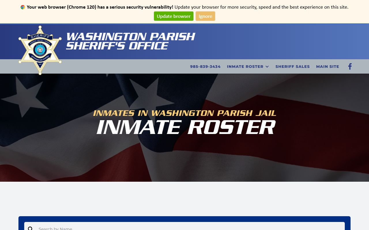 Washington Parish jail roster on the live roster portal