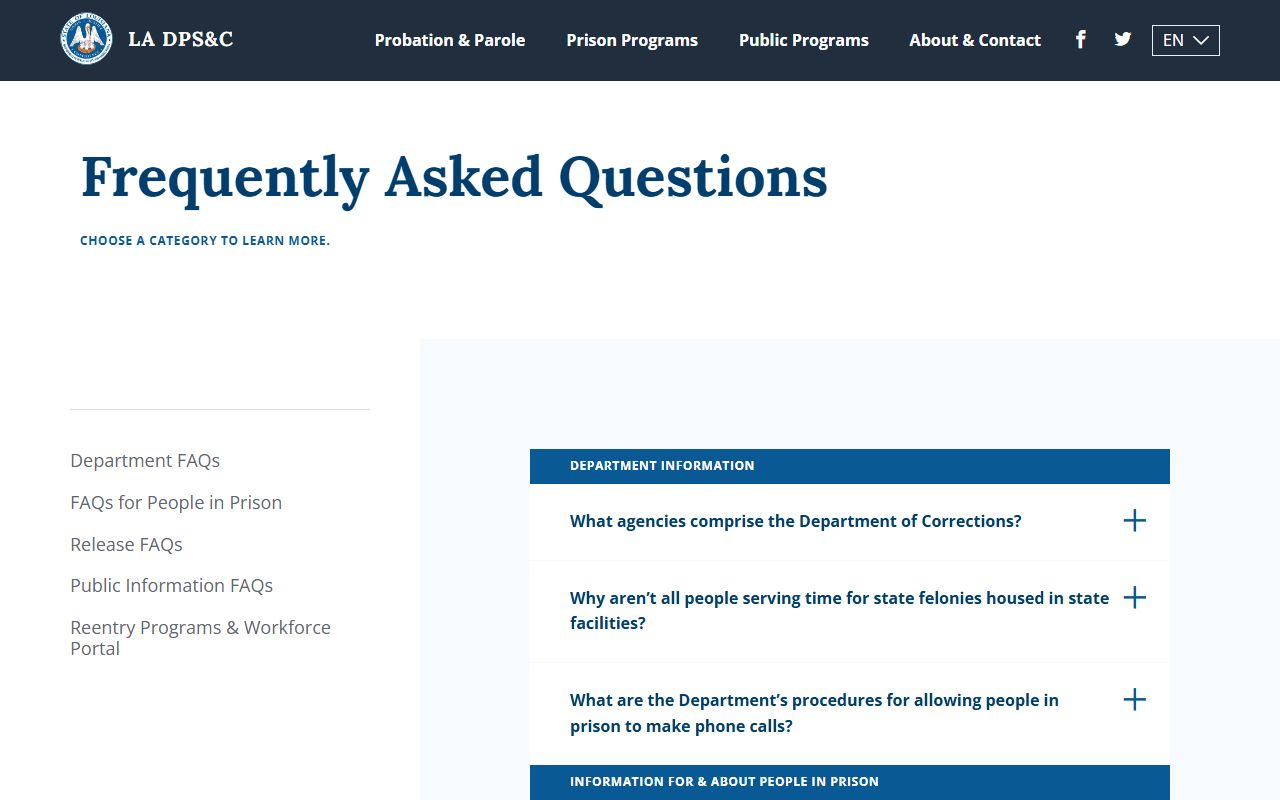 Louisiana DOC frequently asked questions about jail roster access